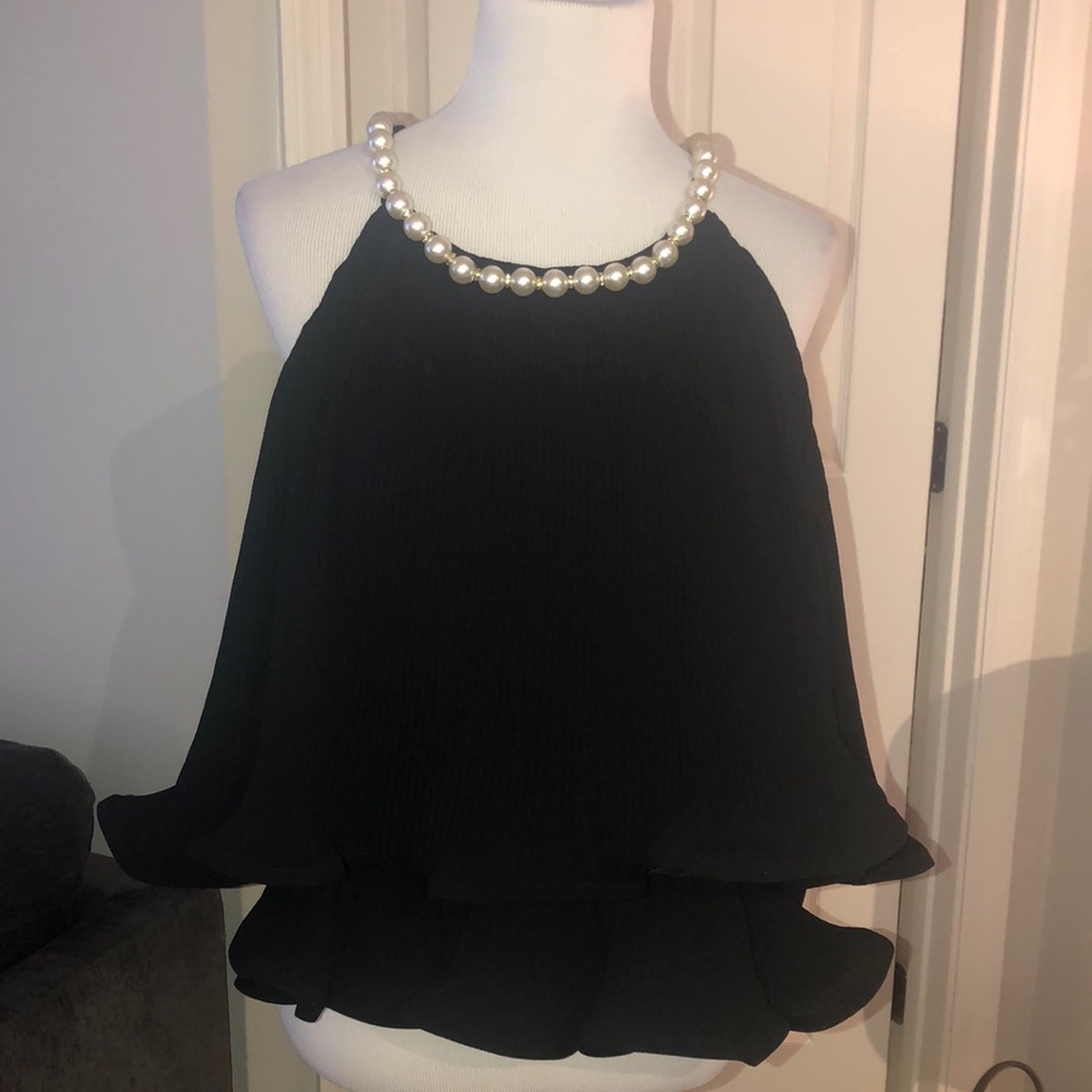 NWT Pearl and Rhinestones Embellished top
